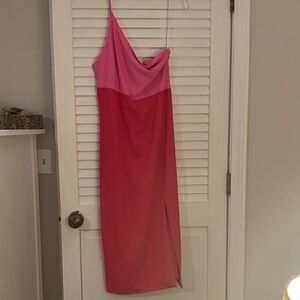 Petal & Pup One Shoulder Pink and Red Dress